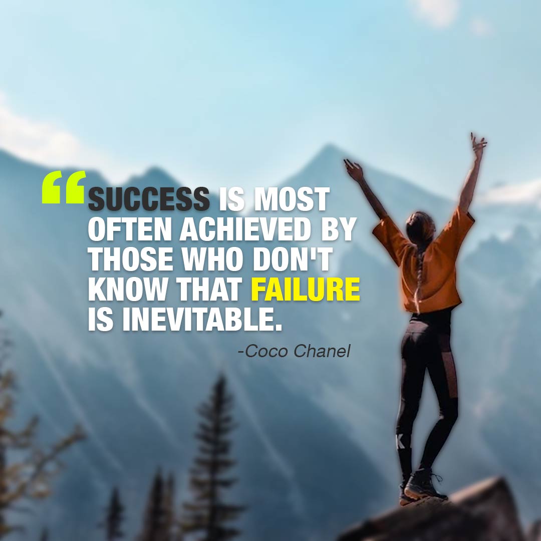 Success is most often achieved | Coco Chanel failure quotes with image