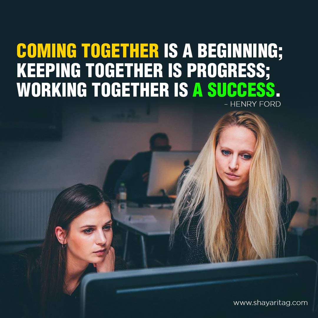 Coming together is a beginning Henry Ford teamwork quote in English with image