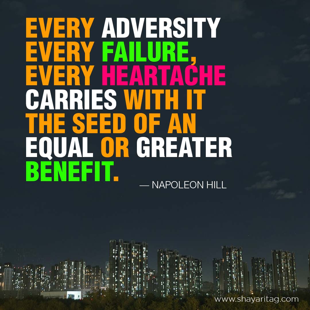 Every adversity, every failure Napoleon Hill motivational quotes in English with Images