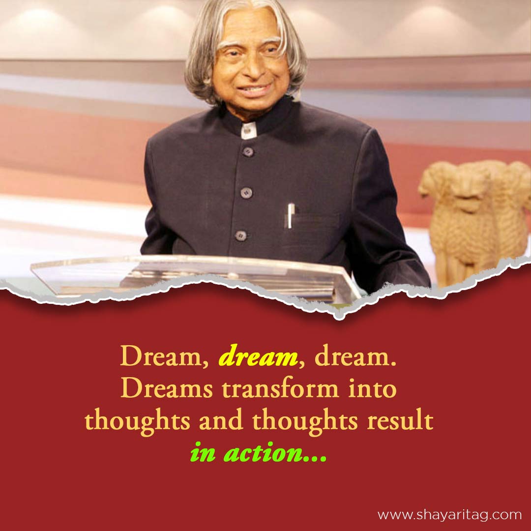 Dreams transform into thoughts-Best Apj abdul kalam quotes & thoughts in English with images
