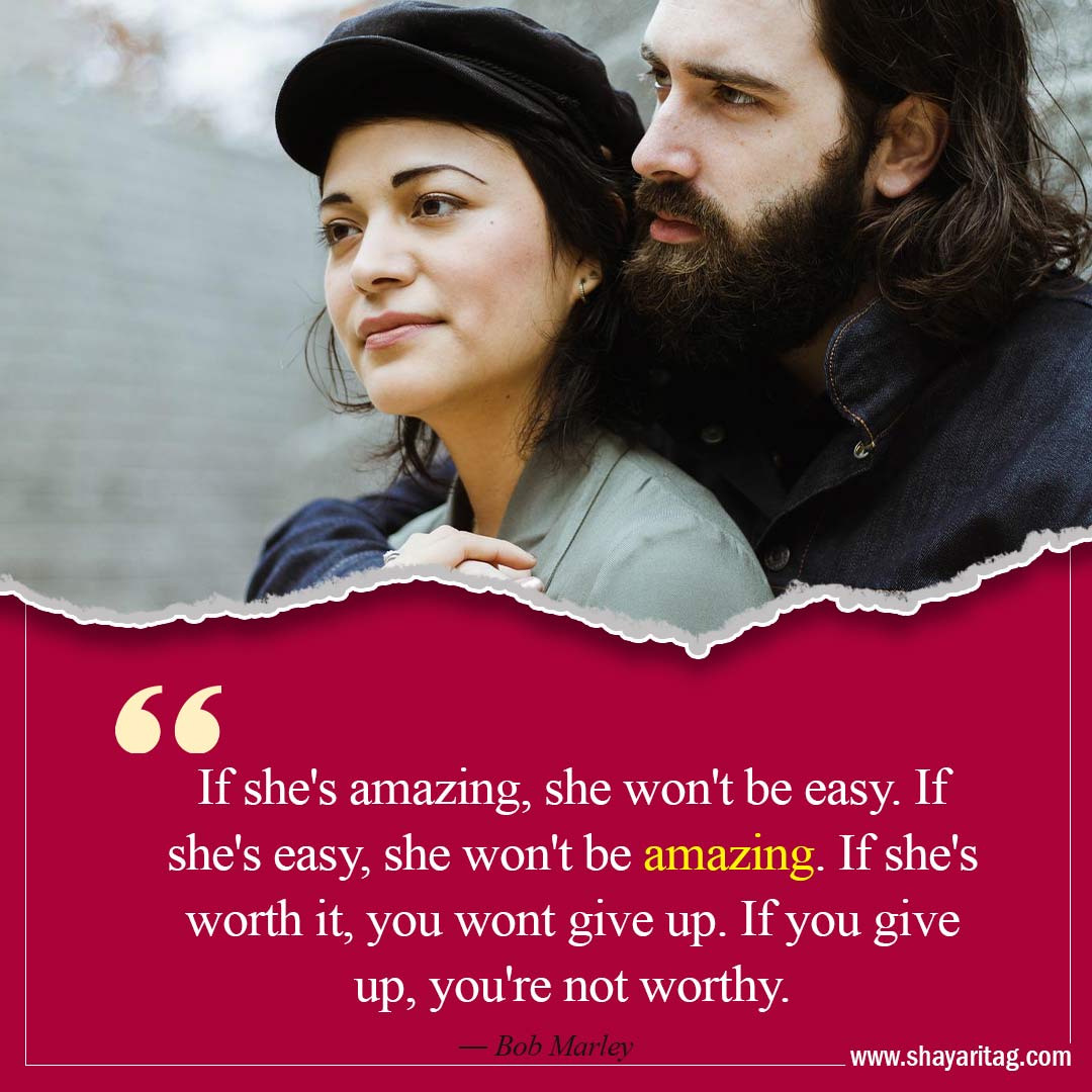 If she's amazing she won't be easy-Best Love relationship Quotes status Couple quotes with image