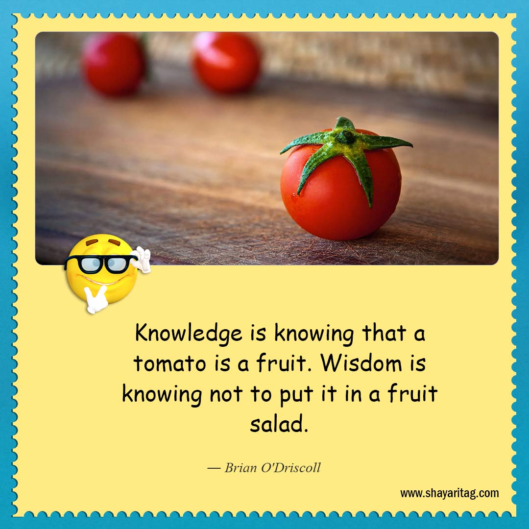 Knowledge is knowing that a tomato-About as funny as quotes Best quotes on life funny saying
