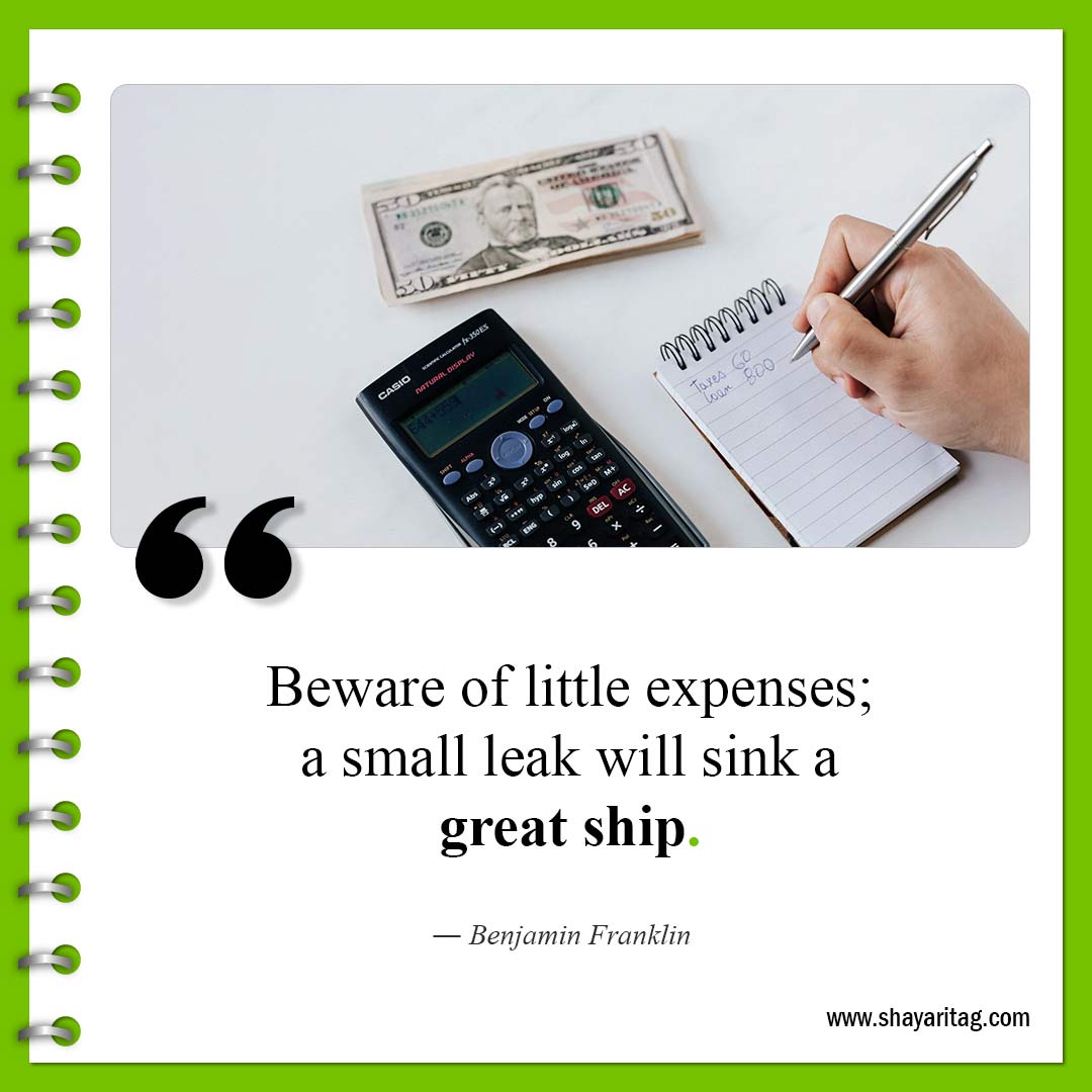 Beware of little expenses-Quotes about Money financial motivational quotes 