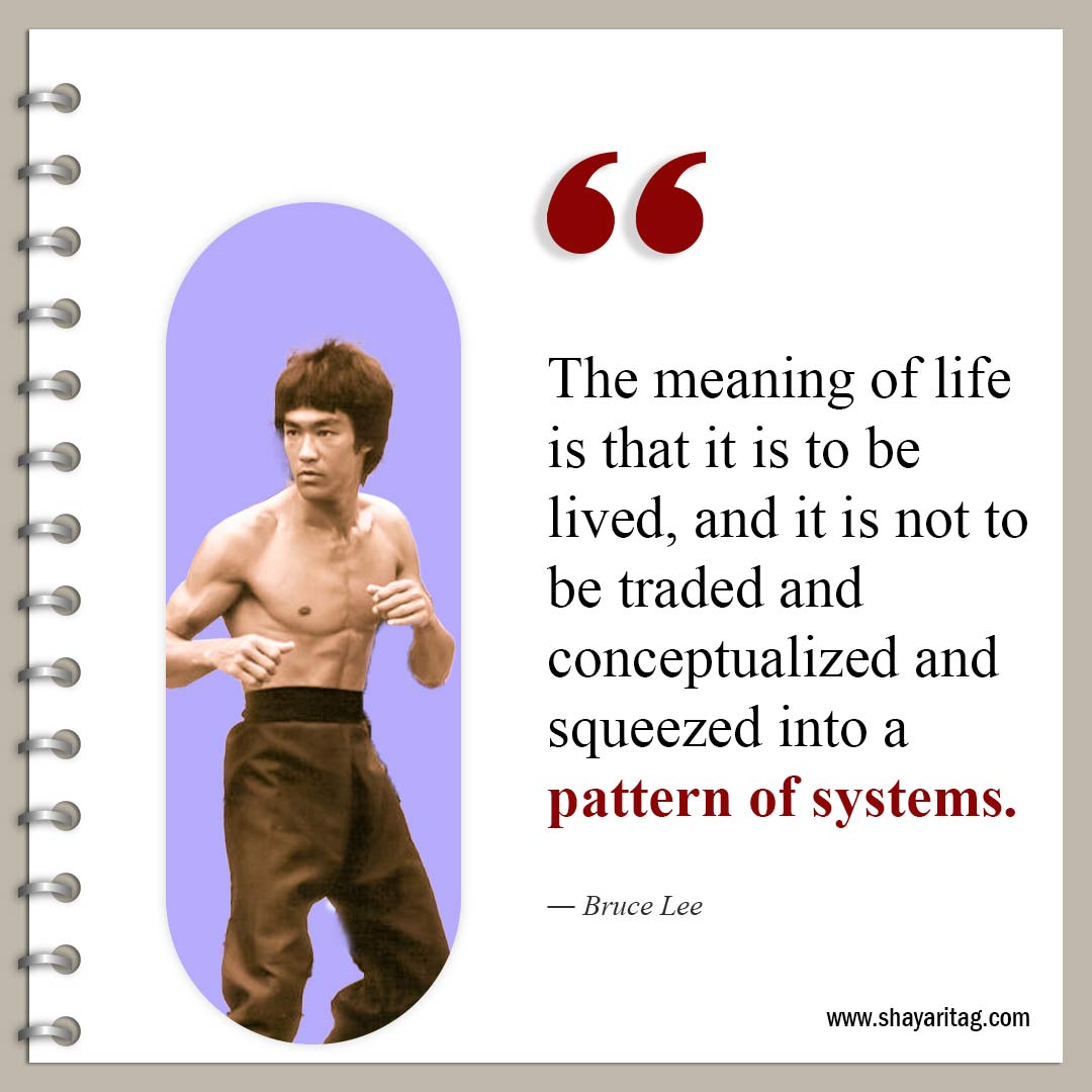 The meaning of life is that it is to be lived-Famous Quotes by Bruce Lee about life and Love