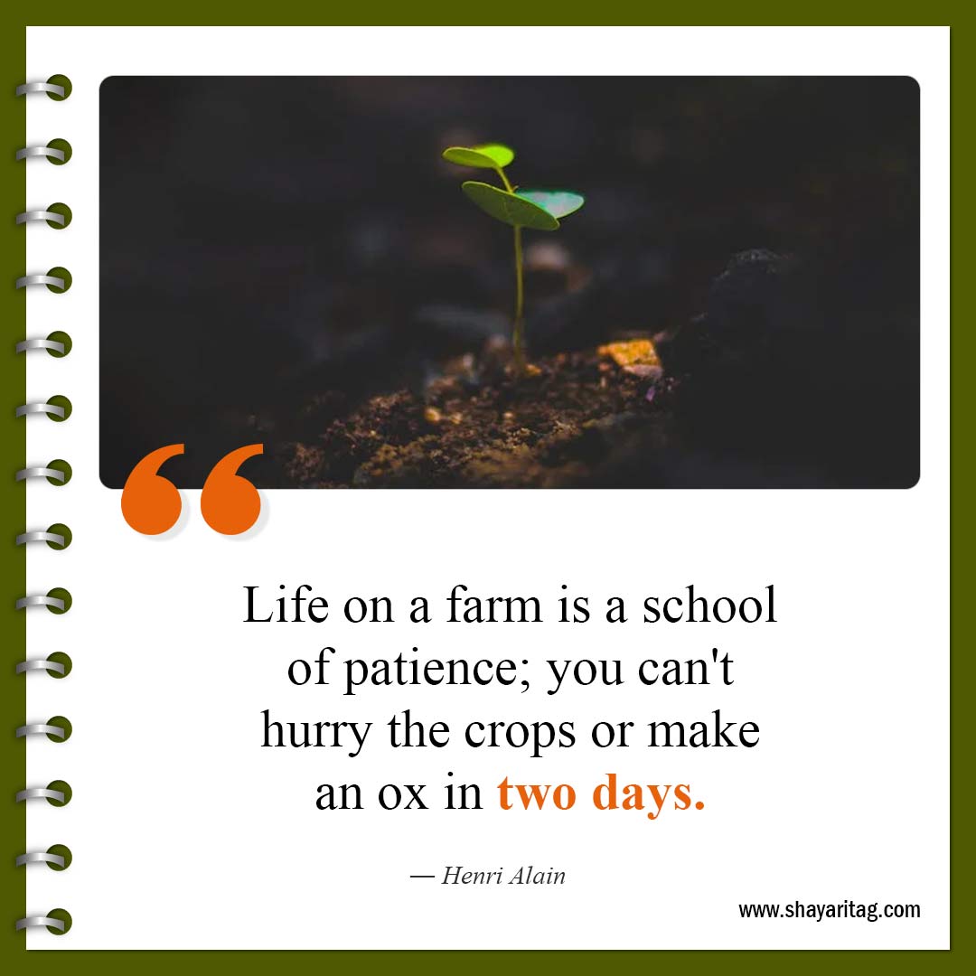 Life on a farm is a school of patience-Famous farming Farmers Quotes with image online