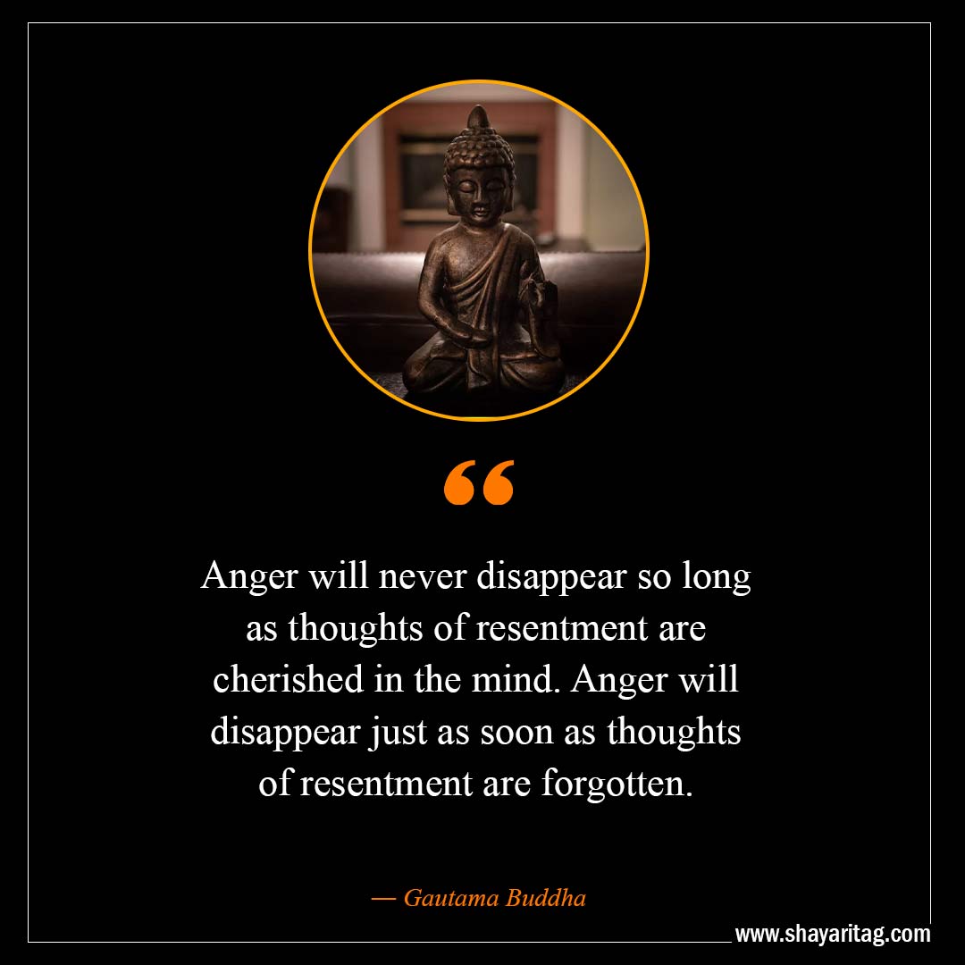 Anger will never disappear so long as thoughts-Inspirational Buddha Quotes on Happiness with images