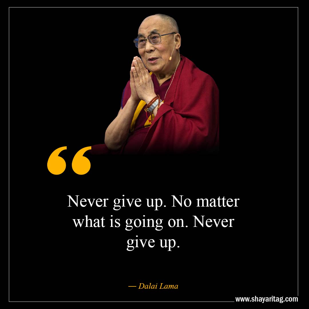 Never give up-Inspirational Dalai Lama Quotes on life with image