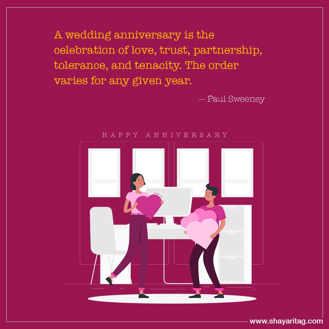 A wedding anniversary is the celebration of love-Happy Anniversary Quotes for couples
